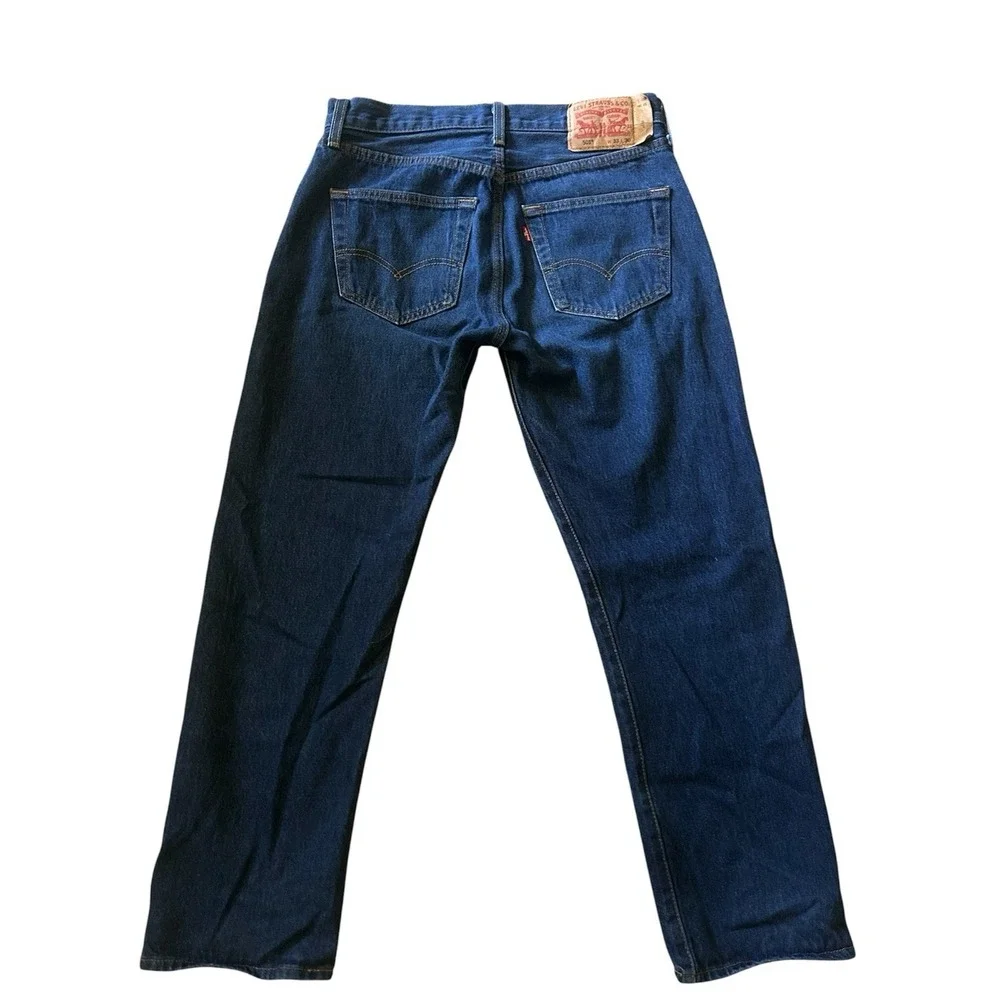 Levi's 501 Darkwash Denim Jeans Straight Regular Fit Button Closure Men's 33/30